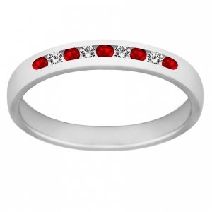 Pierścionek zaręczynowy z rubinami i brylantami 0,06ct - PK/017b