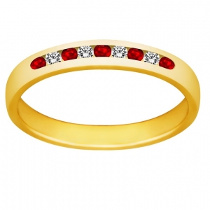 Pierścionek zaręczynowy z rubinami i brylantami 0,065ct - PK/018b